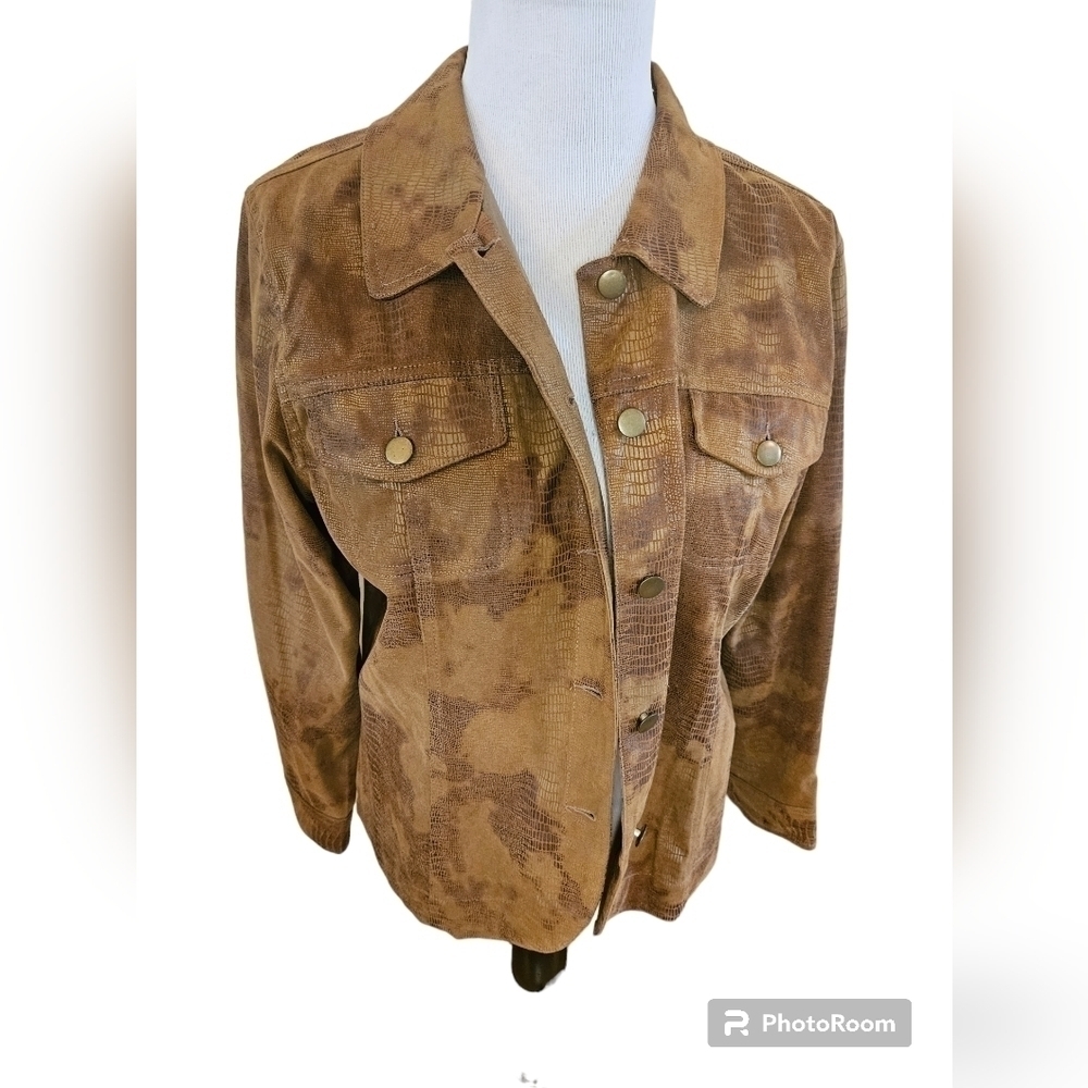 Bamboo Traders brown faux leather jacket size large